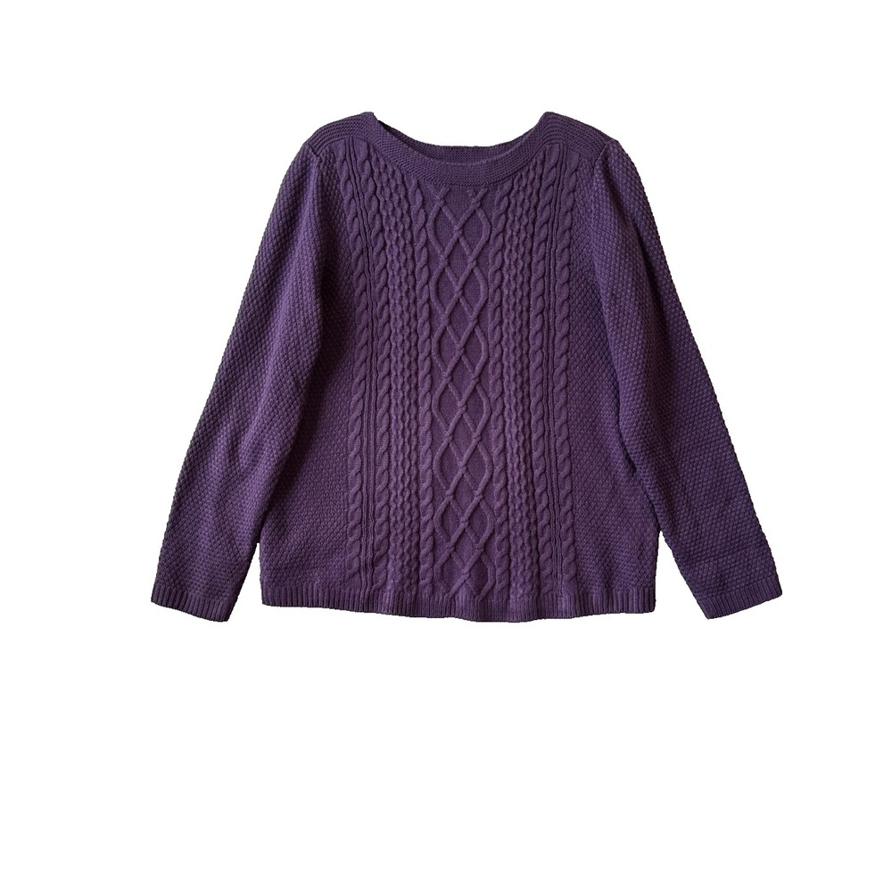 Croft & Barrow Purple Cable Knit Sweater XXL Plus Size Cozy Textured Cottagecore